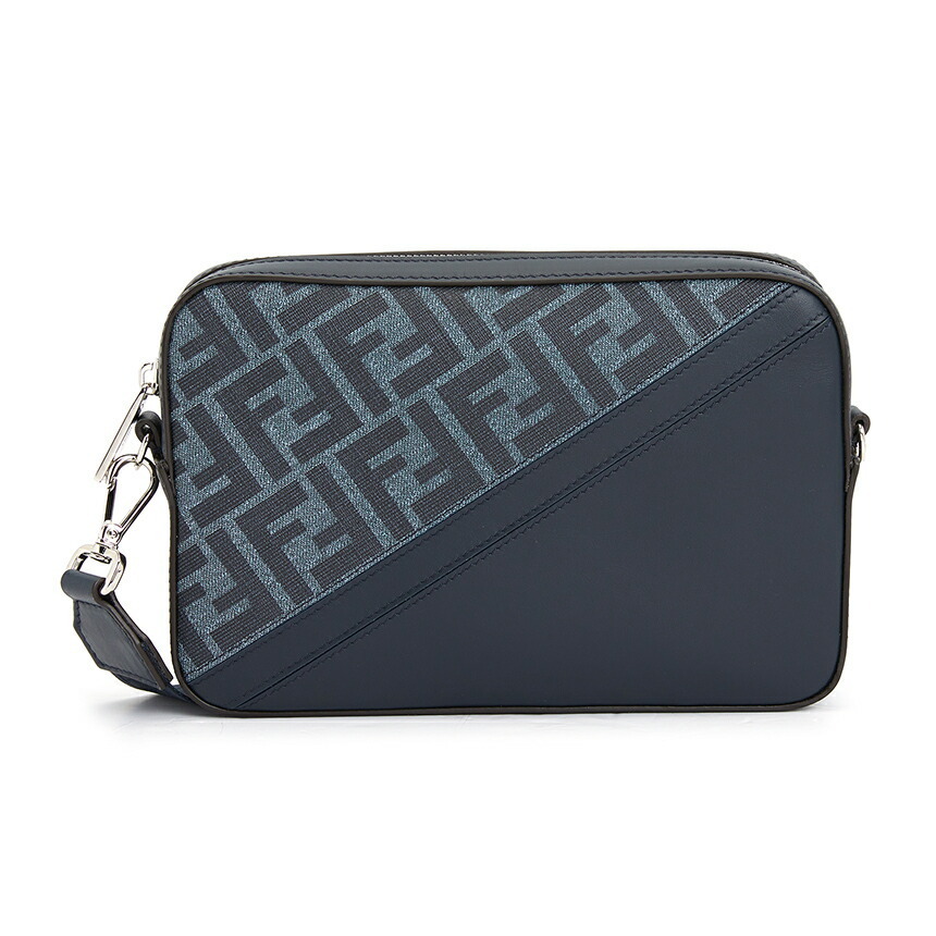 Fendi Diagonal Camera Crossbody Bag Diagonal Ff Logo Motif Blue
